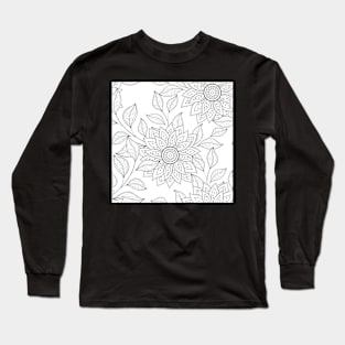 Non Colored Pattern with Floral Motifs Long Sleeve T-Shirt